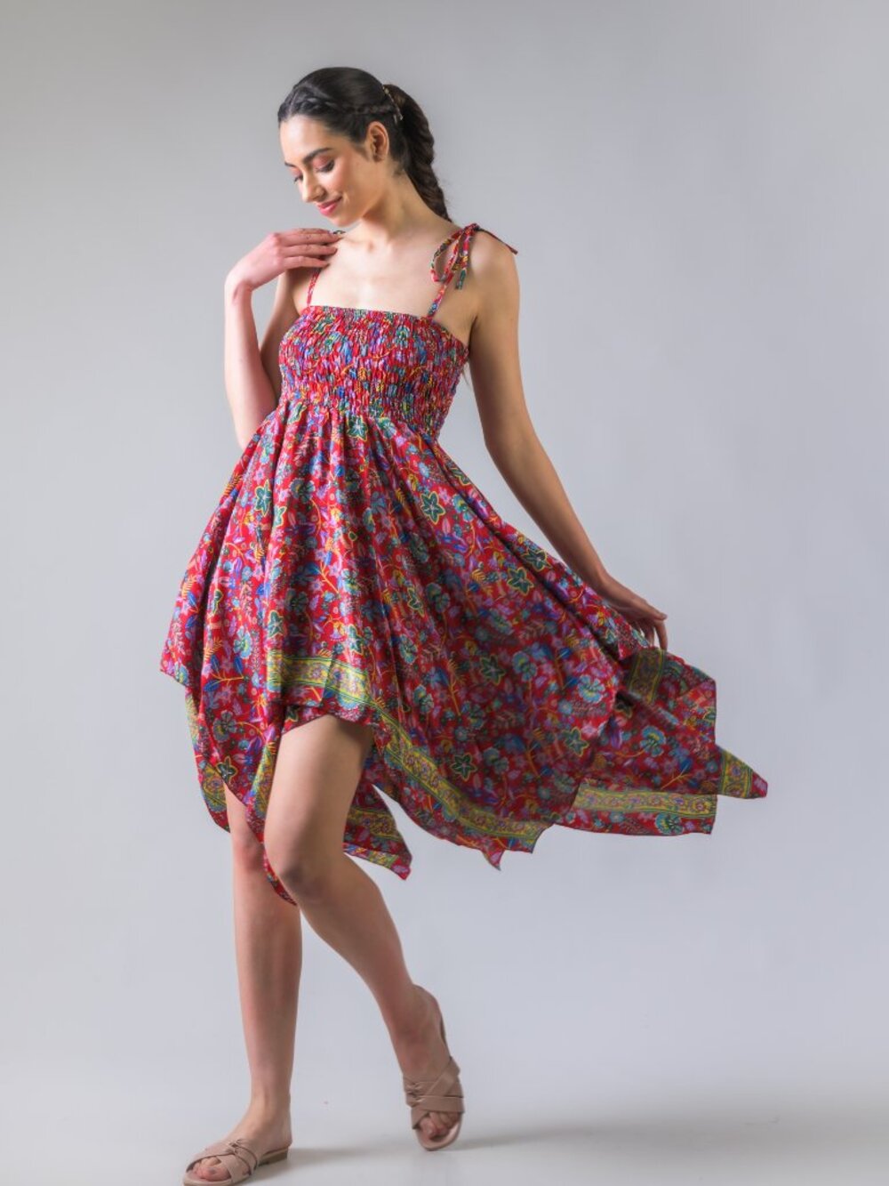 41. Rhea Scarf Double Layer Dress (Assorted) - Picture 4 of 6